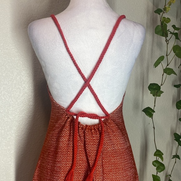 Jaline Women's Red Ana Maria Handwoven Backless A-Line Dress Size S Red - Picture 6 of 12